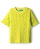 UCB Cotton Woven Half Sleeves Top With Chevron Texture Design - Green
