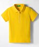 UBC 100% Cotton Knit Half Sleeves Solid Color Polo T-Shirt With Emboss on Collar - Yellow