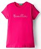 UCB 100% Cotton Knit Half Sleeves T-Shirt with Text Glitter Print - Dark Pink