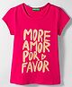 UCB 100% Cotton Knit Half Sleeves T-Shirt with Text Print - Dark Pink