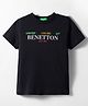 UCB 100% Cotton Knit Half Sleeves T-Shirt with Brand Text Print - Black