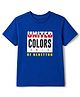 UCB 100% Cotton Knit Half Sleeves T-Shirt with Brand Text Print - Blue