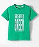 UCB 100% Cotton Knit Half Sleeves T-Shirt with Greater Green Text Print - Green