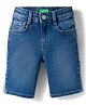 UCB Cotton Woven Knee Length Solid Colour Shorts - Blue