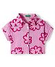 UCB Cotton Woven Seersucker Half Sleeves Shirt Style Top with Stripes & Floral Print - Pink