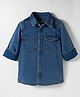 UCB Cotton Woven Full Sleeves Denim Shirt With Double Pockets - Blue