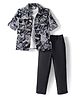 Rikidoos Full Sleeves Abstract Printed Shirt With Tee & Pant Set - Grey & Black
