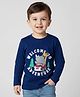 Babyhug 100% Cotton Knit Full Sleeves T-Shirt with Animal Print - Navy Blue