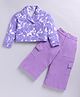 M'andy Sinker Knit Full Sleeves Printed Crop Top & Pant - Purple