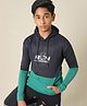 Technosport Knit Full Sleeves Run Text Printed Breathable & Warm Slim Fit Hooded Sports Sweatshirt - Black & Green