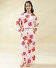 Lil Tomatoes Cotton Knit Full Sleeves Floral Printed Coordinating Night Suit Set - Pink