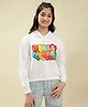 Lil Tomatoes Fleece Knit Disney Princesses Featuring Full Sleeves Girl Power Text & Characters Printed Heavy Winter Hooded Sweatshirt - White
