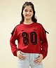Lil Tomatoes Looper Knit Full Sleeves 80 Number Printed Light Winter Sweatshirt - Cranberry