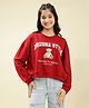 Lil Tomatoes Looper Knit Full Sleeves Arizona Style Text Printed Light Winter Sweatshirt - Cranberry