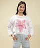 Lil Tomatoes Looper Knit Full Sleeves Floral Printed Light Winter Sweatshirt - White
