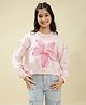Lil Tomatoes Looper Knit Full Sleeves Floral Printed Light Winter Sweatshirt - Pink