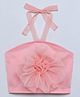 Taffykids Net Knit Sleeveless Rose Applique Detailed  Halter Neck Crop Top - Peach