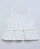 Taffykids 100% Cotton Woven Sleeveless Daisy Printed Frill Detailed Peplum Crop Top - White & Black