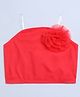 Taffykids Net Knit Sleeveless Rose Applique Detailed Crop Top - Coral