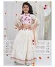 Little Bansi Cotton Viscose Linen Woven Three Fourth Sleeves Floral Printed Tassels Detailed Lehenga Choli With Dupatta Set - Cream
