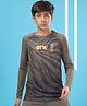 Technosport Knit Full Sleeves One Step Up Text Printed Breathable & Quick Dry Sports Tee - Brown