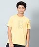 Technosport Knit Half Sleeves Run Text Printed Breathable & Quick Dry Sports Tee - Yellow