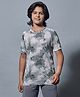 Technosport Knit Half Sleeves Tie Dye Breathable & Quick Dry Sports Tee - Grey