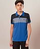Technosport Knit Half Sleeves Colour Blocked Breathable & Quick Dry Sports Polo Tee - Blue