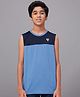 Technosport Knit Sleeveless Colour Blocked Breathable & Quick Dry Sports Tee - Blue