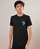 Technosport Knit Half Sleeves Karate Text Printed Breathable & Quick Dry Sports Tee - Black