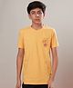 Technosport Knit Half Sleeves Backetball Printed Breathable & Quick Dry Sports Tee - Yellow