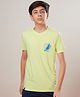 Technosport Knit Half Sleeves Eyes On Goal Text Printed Breathable & Quick Dry Sports Tee - Lime