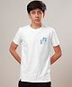 Technosport Knit Half Sleeves Cricket Theme Printed Breathable & Quick Dry Sports Tee - White