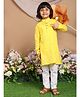 LIL PITAARA Pure Cotton Woven Full Sleeves Birds Applique Detailed & Gota Lace Embellished Kurta Pyjama Set - Yellow
