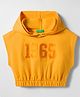 UCB 100% Cotton Knit Half Sleeves Hooded Cropped T-Shirt with Satin Applique - Yellow
