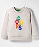 UCB Knit Full Sleeves Pullover Sweatshirt with Text Print - White