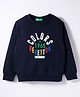 UCB Knit Full Sleeves Pullover Sweatshirt with Text Print - Navy Blue