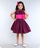 PinkChick Cotton Woven Sleeveless Floral Applique Detailed Dress With Hair Clip Set - Burgandy