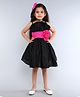 PinkChick Cotton Woven Sleeveless Floral Applique Detailed Dress With Hair Clip Set - Black