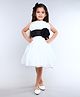 PinkChick Cotton Woven Sleeveless Floral Applique Detailed Dress With Hair Clip Set - White