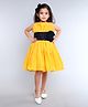 PinkChick Cotton Woven Sleeveless Floral Applique Detailed Dress With Hair Clip Set - Yellow