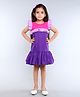 PinkChick Cotton Woven Frill Sleeves Colour Blocked Dress With Hair Clip - Purple