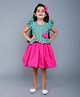 PinkChick Cotton Woven Half Puffed Sleeves Hearts Printed Dress With Hair Clip - Teal Blue