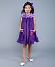 PinkChick Cotton Woven Sleeveless Ruffle Detailed Dress With Hair Clip - Purple
