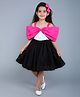 PinkChick Cotton Woven Cold Shoulder Bow Applique Detailed Dress With Hair Clip - Pink