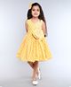 PinkChick Cotton Woven Sleeveless Polka Dots Printed Bow Applique Detailed Dress With Hair Clip - Yellow