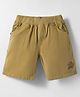 Olio Kids Cotton Woven Above Knee Length Shorts With Text Embroidery - Khaki