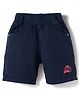 Olio Kids Cotton Woven Above Knee Length Shorts With Text Embroidery - Navy Blue