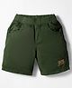 Olio Kids Cotton Woven Above Knee Length Shorts With Text Embroidery - Olive Green