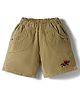 Olio Kids Cotton Woven Above Knee Length Shorts with Embroidery - Khaki